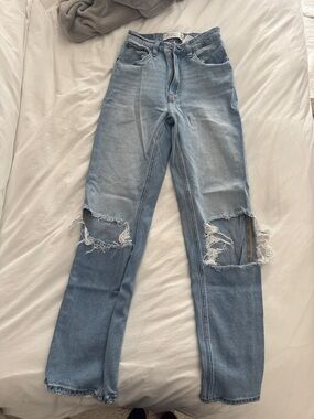 Abercrombie & Fitch Light Blue Straight Leg Distressed Jeans